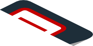 ~Sticker  0.8 x  1.9 with Red "P1" and Grey Triangle on Black Background Right - First Face