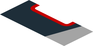 ~Sticker  0.8 x  1.9 with Red "P1" and Grey Triangle on Black Background Right - Third Face