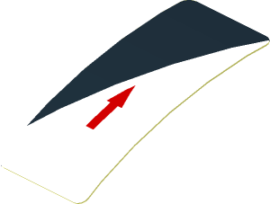 Sticker  0.8 x  1.9 with Red Arrow and Black Triangle on White Background Right (Formed)