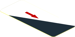Sticker  0.8 x  1.9 with Red Arrow and Black Triangle on White Background Left