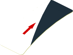 Sticker  0.8 x  1.9 with Red Arrow and Black Triangle on White Background Left (Formed)