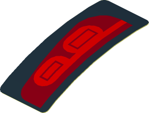 Sticker  0.8 x  1.9 with Red Taillamp on Black Background Left (Formed)