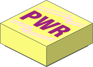 Tile  1 x  1 with Magenta "PWR" on Bright Light Yellow Background Pattern