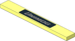 Tile  1 x  8 with Silver "UNIMOG" on Black Sticker