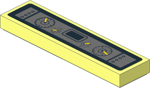 Tile  1 x  4 with Dark Bluish Grey Control Panel on Black Dashboard Sticker