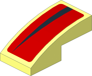Slope Brick Curved  2 x  1 with Black Arc on Red Background Left Sticker