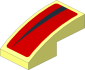 Slope Brick Curved  2 x  1 with Black Arc on Red Background Left Sticker
