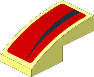 Slope Brick Curved  2 x  1 with Black Arc on Red Background Right Sticker