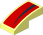 Slope Brick Curved  2 x  1 with Black Arc on Red Background Right Sticker