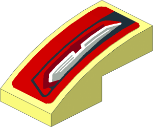 Slope Brick Curved  2 x  1 with Taillamp on Red Background Left Sticker