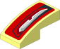 Slope Brick Curved  2 x  1 with Taillamp on Red Background Left Sticker