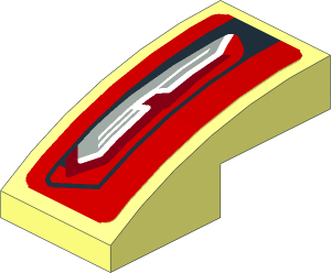 Slope Brick Curved  2 x  1 with Taillamp on Red Background Right Sticker