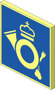 Roadsign Clip-on  2 x  2 Square with White Mail Logo 1998 on Blue Pattern