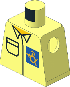Minifig Torso with Blue Mail Logo 1998 and Pocket Pattern