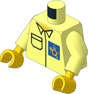 Minifig Torso with Arms and Hands with Blue Mail Logo 1998 and Pocket Pattern