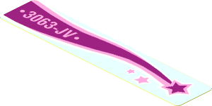 Sticker  0.8 x  4.0 with "3063-JV" and Magenta Shooting Star, Right