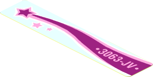 Sticker  0.8 x  4.0 with "3063-JV" and Magenta Shooting Star, Left