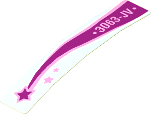 Sticker  0.8 x  4.0 with "3063-JV" and Magenta Shooting Star, Left (Formed)