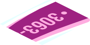 ~Sticker  0.8 x  4.0 with "3063-JV" and Magenta Shooting Star, Right - First Face