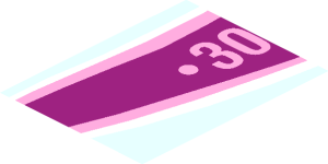 ~Sticker  0.8 x  4.0 with "3063-JV" and Magenta Shooting Star, Left - First Face