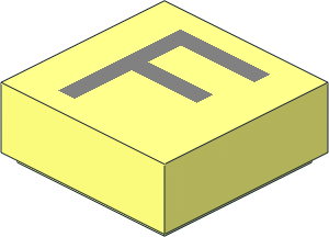 Tile  1 x  1 with Silver "F" Pattern