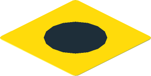 Sticker  1.8 x  1.8 with Black Disc on Yellow