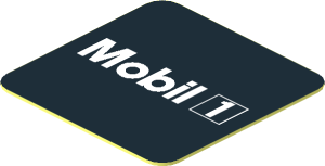 Sticker  0.8 x  0.8 with White Mobil 1 Logo on Black Background