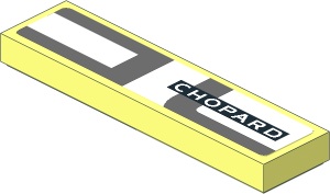 Tile  1 x  4 with White "CHOPARD" and Dark Grey Lines on White Background Right Sticker
