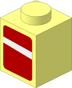 Brick  1 x  1 with White Stripe on Red Background Right Sticker