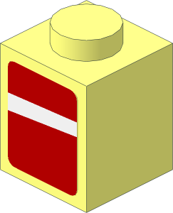 Brick  1 x  1 with White Stripe on Red Background Left Sticker