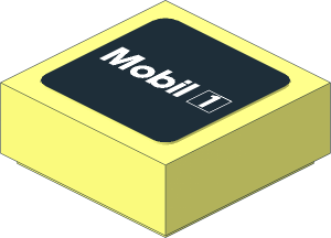 Tile  1 x  1 with White Mobil 1 Logo on Black Background Sticker
