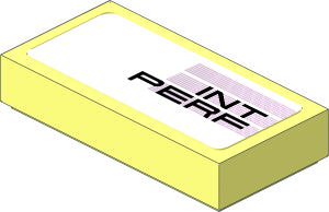 Tile  1 x  2 with Black "INT PERF" on Black Halftone Stripes on White Background Sticker