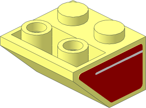 Slope Brick 45  2 x  2 Inverted with White Stripe on Red Background Right Sticker