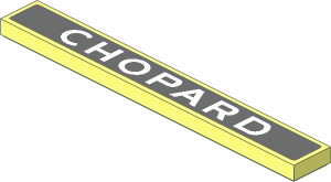 Tile  1 x  8 with White Chopard Logo on Dark Grey Background Sticker