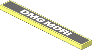 Tile  1 x  8 with White DMG MORI Logo on Dark Grey Background Sticker