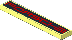 Tile  1 x  6 with Red "PORSCHE" on Black Background Sticker