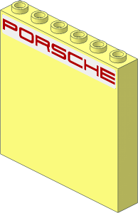 Panel  1 x  6 x  5 with Red "PORSCHE" on White Background Sticker
