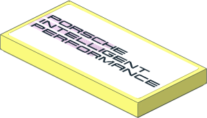 Tile  2 x  4 with Black "PORSCHE INTELLIGENT PERFORMANCE" on Black Halftone Stripes on White Background Sticker