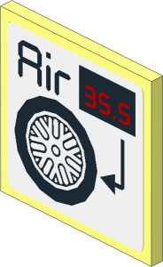 Roadsign Clip-on  2 x  2 Square with Wheel and Black "Air" on White Background Sticker