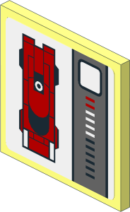 Roadsign Clip-on  2 x  2 Square with Red Car and Grey Stripe on White Background Sticker
