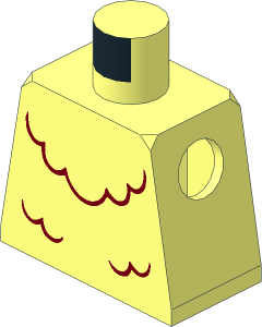 Minifig Torso with Dark Red Parrot Costume Pattern