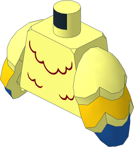 Minifig Torso with Bird Wing Arms with Yellow and Blue Feathers Pattern