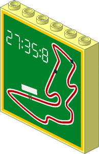 Brick  1 x  6 x  5 with Map of Race Track and Time Display Sticker