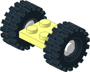 Plate  2 x  2 with White Wheels and Tyres 8/ 75 x 8 Offset Tread