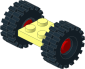 Plate  2 x  2 with Red Wheels and Tyres 8/ 75 x 8 Offset Tread
