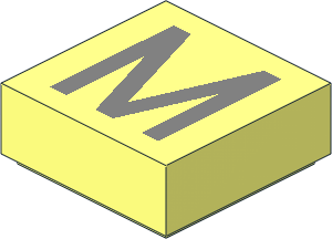 Tile  1 x  1 with Silver "M" Pattern