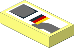 Tile  1 x  2 with Dark Grey Lines and German Flag on White Background Sticker