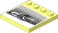 Plate  4 x  4 with 4 Studs on One Edge with Car Design on Halftone Sheet on White Background Sticker