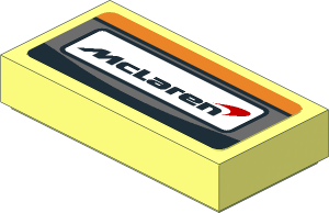Tile  1 x  2 with McLaren Logo in White Frame on Black and Orange Background Sticker