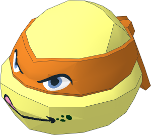 Minifig Head Ninja Turtle with Michelangelo Tongue Out Pattern